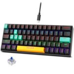 Archer Tech Lab Wired Mechanical Gaming Keyboard| 60% Compact, 63 Keys+ 26 Anti-Ghosting, Blue Switches Tactile Feedback, 17 RGB Effects, 50 Million Clicks for Laptop Mac PS4 PS5 Xbox (Astra M400)